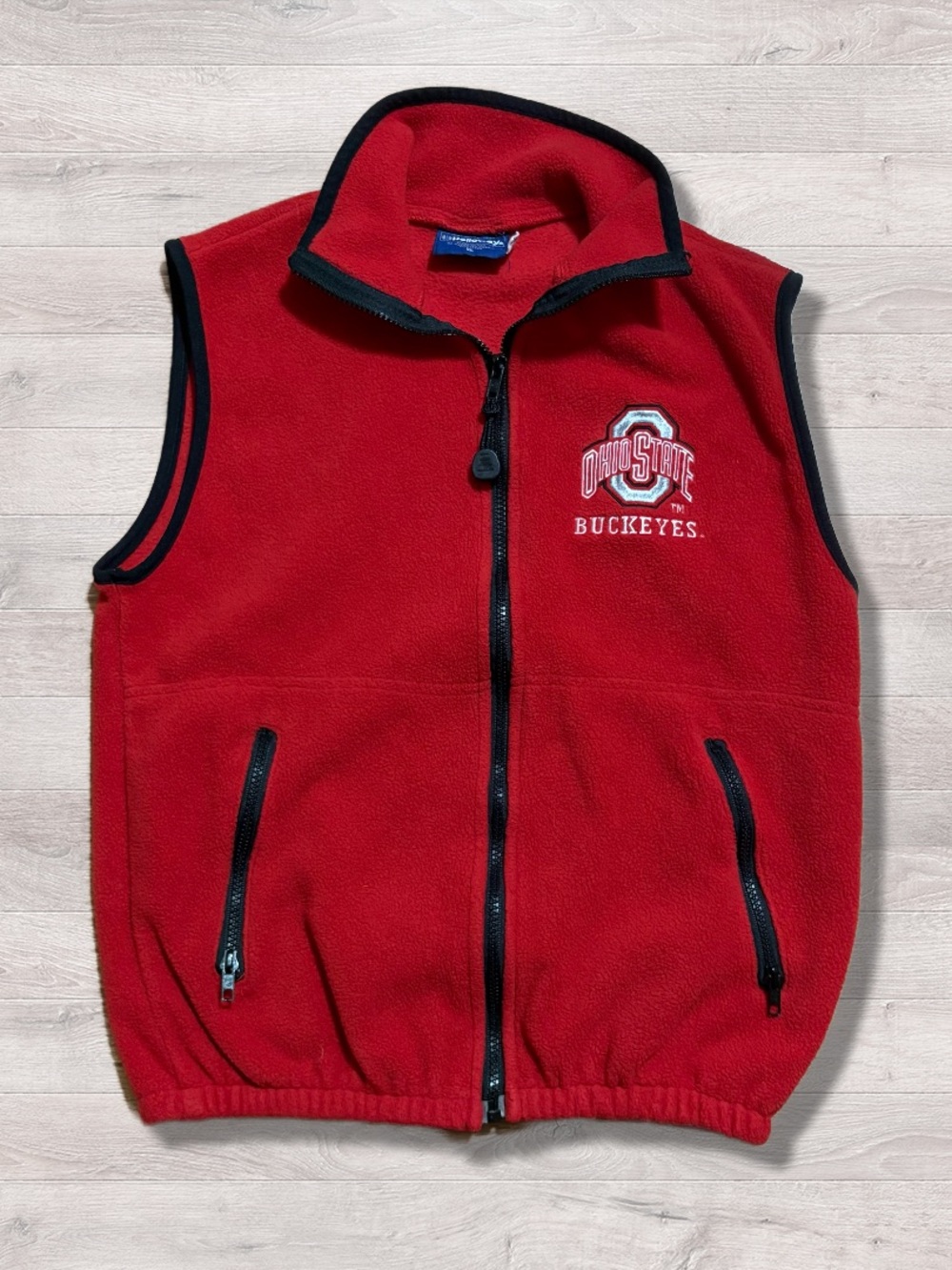NCAA OSU Ohio State Buckeyes Fleece Full Zip Vest Women’s XL RUNS SMALL